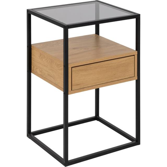 Billede af Living Home Randolf Natural/Black Sengebord 35x40cm